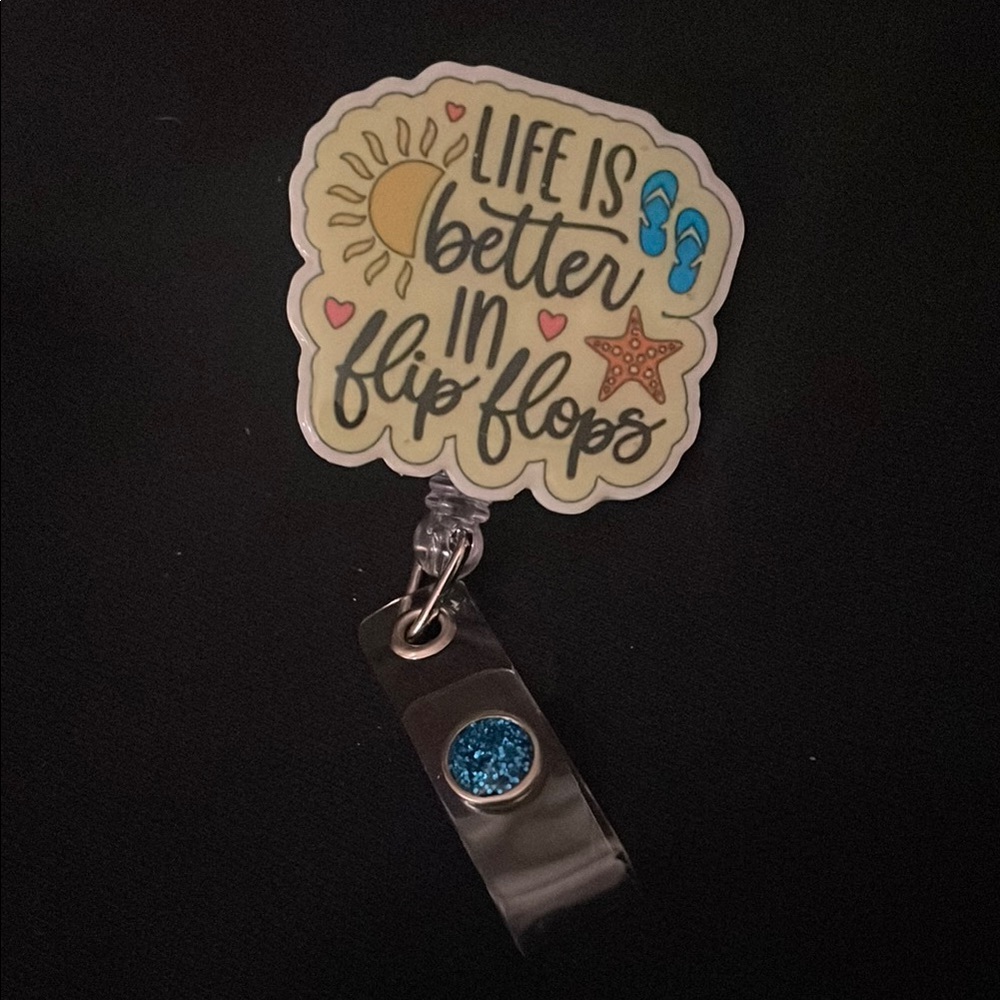 Flip Flop Badge Reel with Blue Gem